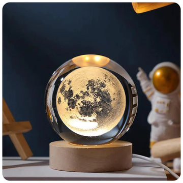 Luminária de Mesa Bola de Cristal 3D – Planeta, Lua e Sistema Solar com Iluminação LED