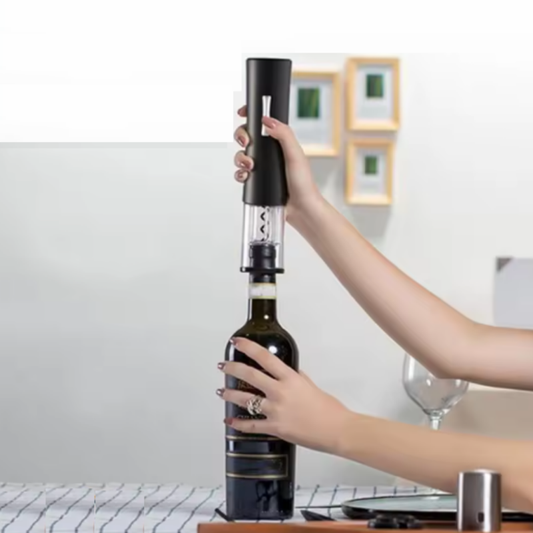 Abridor de Garrafas Elétrico, Saca-rolhas Automático 4 em 1 com Cortador de Folha, Despejador e Tampa para Vinho